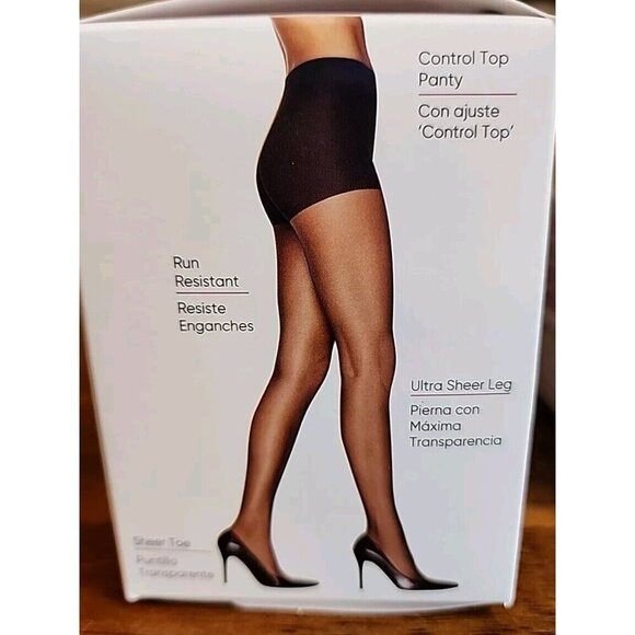 Leggs Silken Mist Ultra Sheer Leg Control Top Jet Black Size Q Total Of 4 Pair - Picture 3 of 5